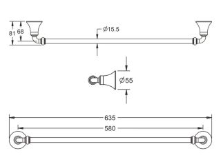 Полотенцедержатель Rose RG1217 64см хром